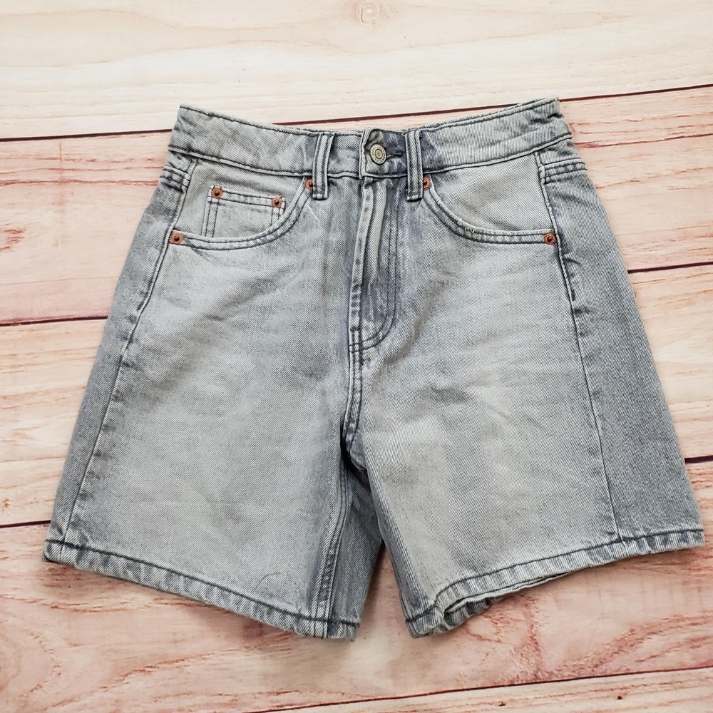 Zara Shorts Womens 0 Gray High Rise Denim Casual‎ Outdoor Pocket Bermuda Ladies